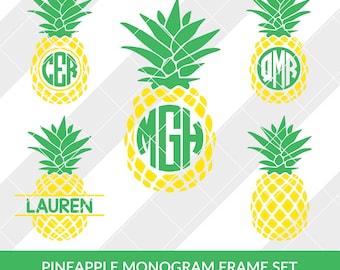 Pineapple Monogram SVG, EPS, DXF, Silhouette Studio, Circut Design Space, Brother Scan and Cut, Cameo, Vector, Clipart, Monogram, Decal