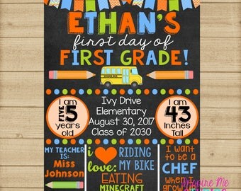 First Day of School Chalkboard / 1st Day of School Sign / Back to School Sign / ANY grade available / First Day of School Chalkboard