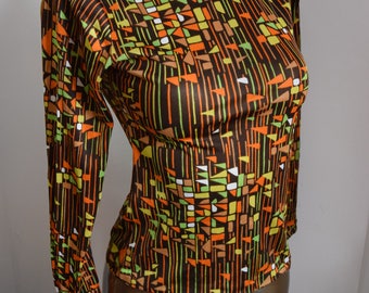 Vintage t shirt space age 1970 colorfull pop top / / Top t shirt vintage 1970's colorful original pop space age geometric S