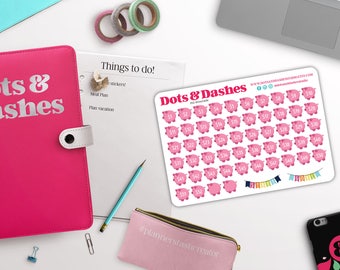 B12- 52 week saving challenge, saving challenge, saving reminder stickers, planner stickers, planner savings, piggy bank stickers