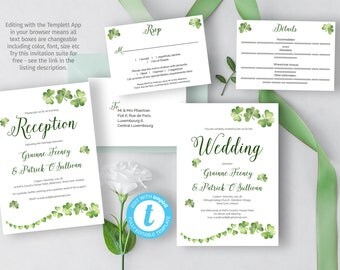 printable irish wedding invitation diy celtic wedding template with a greenery irish shamrock illustration - Celtic Wedding Invitations printable irish wedding invitation diy celtic wedding template with a greenery irish shamrock illustration - Celtic Wedding Invitations