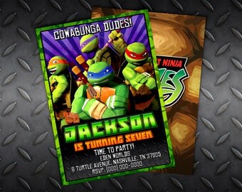 Custom Teenage Mutant Ninja Turtles Birthday Invitation - 5x7 or 4x6