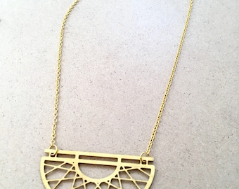 Geometric brass necklace