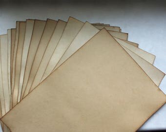 10 sheets aged paper, old parchment, antique leaflets, wedding invitation DIY, ancient paper imitation, scrapbooking supplies scrap material