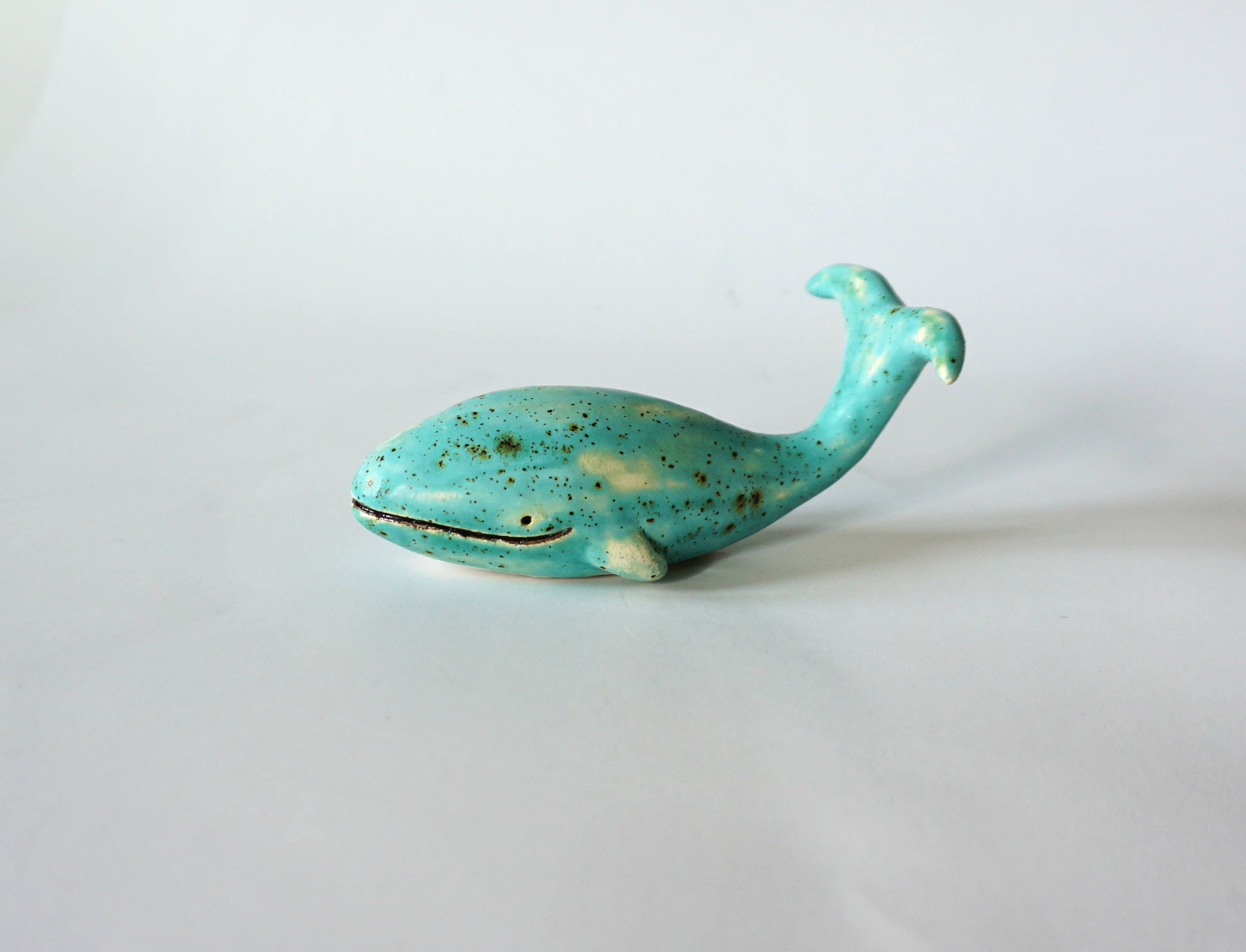 Handmade Ceramic Blue Whale Figurine
