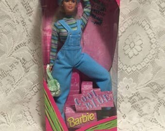 Vintage Cool Blue Barbie Jointed Body 90's Style Doll