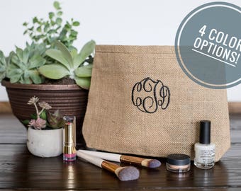 Bridesmaid Gifts Personalized Wedding Gift,Custom Makeup Bags,Monogram Make Up Bags,Burlap Cosmetic Bags,Personalized Makeup Bags 529851515