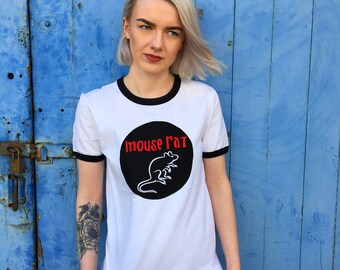 Mouse Rat, Parks and Rec | White/Black Ringer Tee