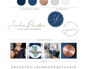 Custom Branding Package, Minimalist Logo Design, Photography Logo Custom Logo Branding Kit, Rose Gold Logo Makeup Artist Logo Lifestyle Logo