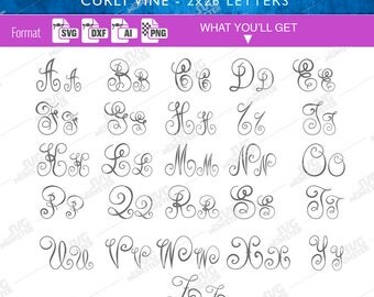 VINE MONOGRAM FONT Font svg monogram letter - Cricut fonts svg - vine letter svg script font svg - ornate letter svg - vine alphabet svg 103