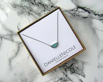 Half Moon Turquoise Necklace, Pendant Necklace, Dainty Necklace, Everyday Jewelry, Statement Necklace, Layering Necklace, Boho Jewelry