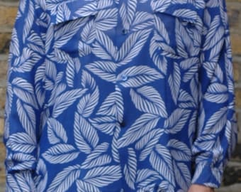 1940s rayon long sleeve Hawaiian shirt