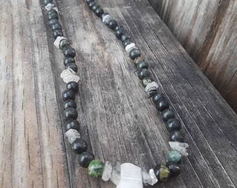 The Visionary:Serpentine/Quartz Neck Piece