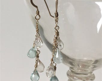 Beryl Gemstone Earrings,Aquamarine Earrings,14 K gold Filled