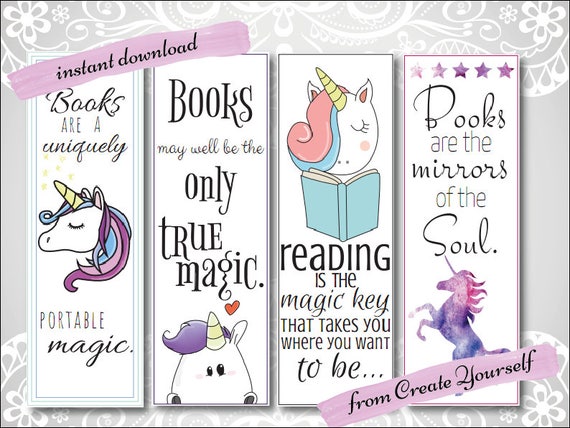 printable bookmark unicorn bookmark gift for her lovers