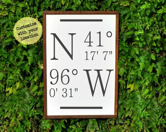 Mens Personalized Birthday Gift for Dad Gift from Kids, Rustic Office Sign, Latitude Longitude Sign, GPS Coordinates Sign, Any Location
