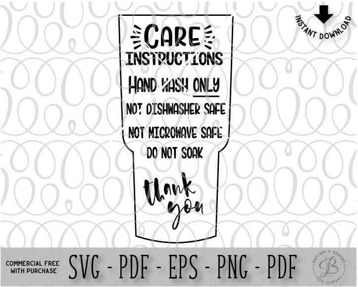 Download Tumbler Care Instructions care card svg Care card Cut file