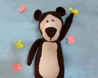 Masha and the Bear,Amigurumi Crochet Bear,Masha Bear Soft Toy,Large Teddy Bear,Stuffed Bear,Birthday Gift K093