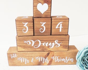 personalised wedding countdown, wooden countdown, engagement gift, bride to be, days till countdown, engagment gift daughter, fiance gift