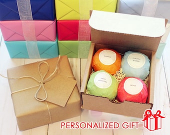 Bath Bomb Set of 4, Organic Ingredients, Essential Oils, Natural Bath Bomb Gift Set , Bath Salts, Bath Fizzies, 3 oz Bath Bombs