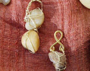 set of 2 ~ wire wrap pendants