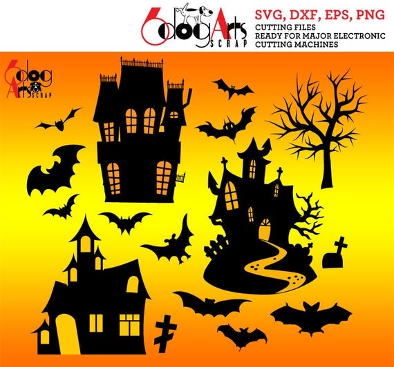 Halloween Haunted Houses Vector Digital Cut Files SVG DXF