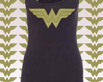 Wonder Woman Shirt. Wonder Woman Tank Top. Running Tank Top. Wonder Woman Marathon Gold Shimmer WW Logo. Costume. Workout Tank Top. S - 2XL.