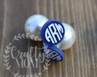 Monogram Pearl Back Peek-a-Boo Earrings