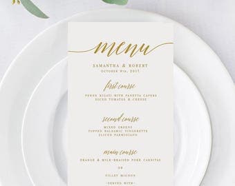 Gold Elegant Wedding Menu Template Wedding Menu Editable Wedding Menu DIY Black and White Menu Modern Wedding Menu Printable Menu