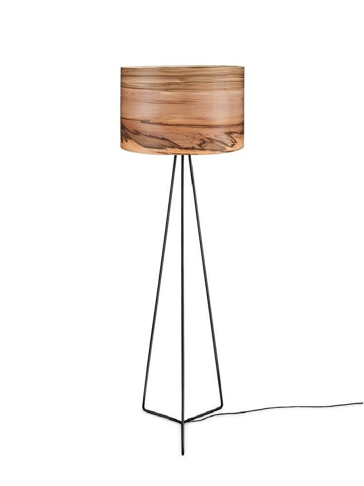 Tripod Floor Lamp Wood Lamp Natural Veneer Shade Unique