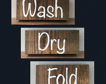 Wash Dry Fold, Laundry Room Decor, Laundry Decor, Laundry Room, Laundry Room Wall Art, Wash, Dry, Fold, Laundry, Rustic, Wood, Solid Wood
