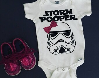 Storm Pooper Onesie With The Dark Side & Optional Matching Glitter Bow Headband