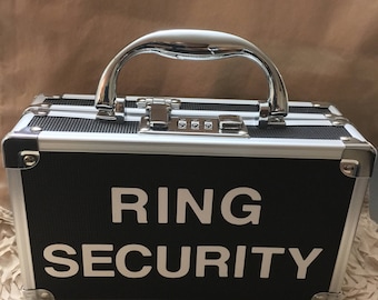 RING SECURITY CASE with Keyless Combination Lock, for Wedding or Safekeeping Valuables, Bling Security, Ring Bearer Box (Black or Blue)