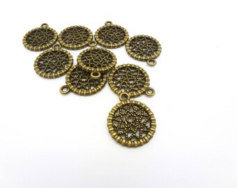 20 charms round dream catcher spirit ethnic 19 * 16mm bronze (PHBB09)