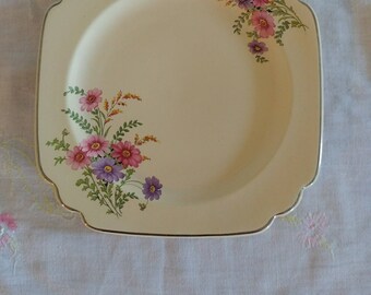 Vintage Homer Laughlin Salad Plate Cream with Pink Flowers