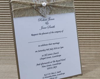 Sample Rustic Wedding Invitations Handmade Lace Heart Burlap Hessian Kraft Card With Envelope Sample Rustic Wedding Invitations Handmade Lace Heart Burlap Hessian Kraft Card With Envelope