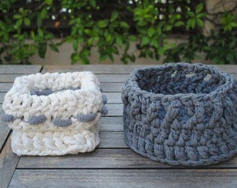 Handmade Cotton Knit Baskets Set