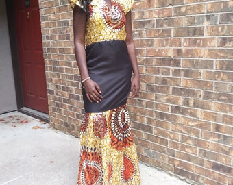 Ankara African dress, long African dress, prom dress, African print, African wax print, formal gown, African dress, quality African print!!!