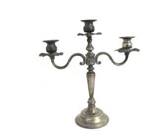 Silver Candelabra Vintage Three Candle Silver Candelabra Triple Taper Candle Candelabra