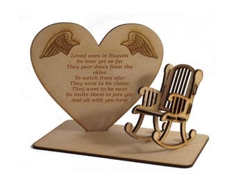 Loved Ones in Heaven 3D Memorial Plaque with Empty Rocking Chair with Original Verse Written by CJ Round