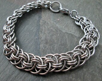 Chainmaille Bracelet - Steel Bracelet - Viper Basket Weave - Steel Chainmaille - Stainless Steel Jewelry - Chainmail Bracelet