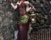 Green Steampunk Costume | Gaslight Romance | Corset Costume, Adult Costume, Gothic Bustle Outfit, Sexy Victorian Dress, Tea Party Costume