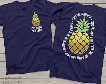 team Teacher shirts - teach like a pineapple gold foil personalized DARK tshirt MSCL-042v