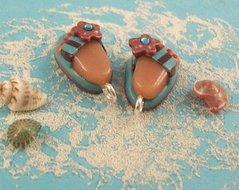 Flip Flops - Handmade Polymer Clay CHARMS with Feet