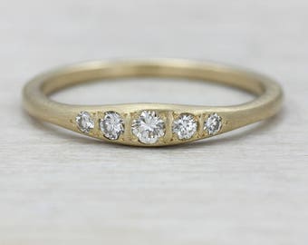 bead set five stone ring womens wedding band or stacking ring gold and palladium - Eco Friendly Wedding Rings bead set five stone ring womens wedding band or stacking ring gold and palladium - Eco Friendly Wedding Rings