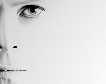 David Bowie Minimalism Original Pencil Drawing Fine Art Portrait