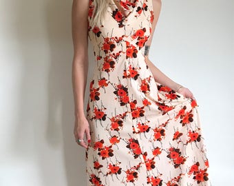 Vintage Wild Poppy Dress // 1970s