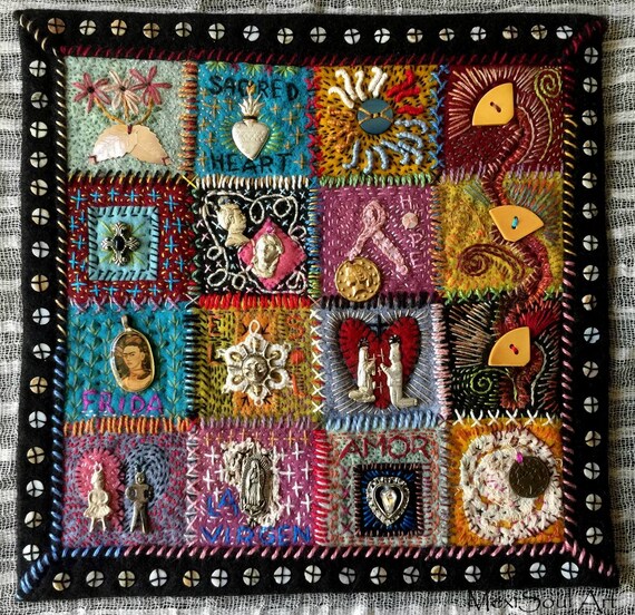 Mixed Media Art Quilt Mixed Media Patchwork Fiber Art Hand