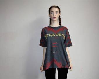 Vintage 90s Megadeath Thrash Metal Distressed Band T Shirt - 1990s Band Tees - 90s Clothing - WV0364