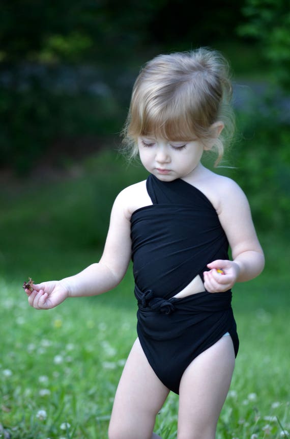 Extra Small Bathing Suit Classic Black Wrap Around Swimsuit